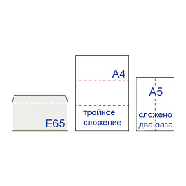 Конверт Attache Economy (Выбор есть) Е65 белый стрип с правым окном (1000штук в упаковке)