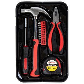 Набор инструментов столярно-слесарный, 14 предметов, пластиковый бокс, ГРАНДМАСТЕР, 671324