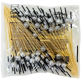 Пика Жемчужина Белая 12 см БАМБУК 100 шт/уп