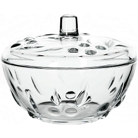 Сахарница, с крышкой, диаметр 140 мм, фактурное стекло, PASABAHCE "ПЕРЛА", фирменная подарочная упаковка, 97236