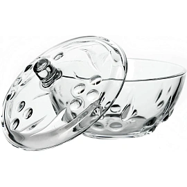 Сахарница, с крышкой, диаметр 140 мм, фактурное стекло, PASABAHCE "ПЕРЛА", фирменная подарочная упаковка, 97236