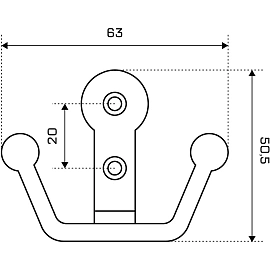 Вешалка настенная УЗК_Крючок двухрожковый StahlBuro 308 CP (16130) хром