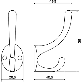 Вешалка настенная УЗК_Крючок двухрожковый StahlBuro 603 BL (16165) мат.чер