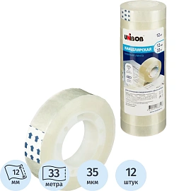 Клейкая лента канцелярская Unibob 12x33 (12шт/уп)