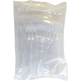 Вилка одноразовая мини прозрачная PS 85мм 50шт/уп