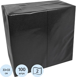 Салфетки бумажные 2сл 33х33см 1/8 слож черные 100шт/уп
