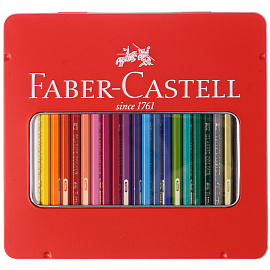 Карандаши цветные Faber-Castell "Замок", 24цв., шестигр., заточ., метал. кор. фото Карандаши цветные Faber-Castell "Замок", 24цв., шестигр., заточ., метал. кор.