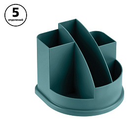 Настольная подставка СТАММ "Авангард", пластиковая, темно-зеленая фото Настольная подставка СТАММ "Авангард", пластиковая, темно-зеленая