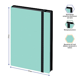 Ежедневник недатированный, А5, 136л., кожзам, Berlingo "Instinct", черный/мятный, с резинкой фото Ежедневник недатированный, А5, 136л., кожзам, Berlingo "Instinct", черный/мятный, с резинкой