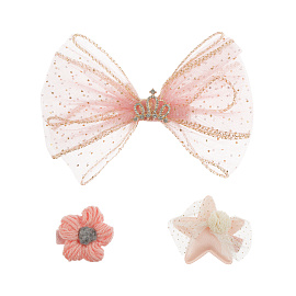 Заколки для волос MESHU с топперами, 3шт., розовый, европодвес фото Заколки для волос MESHU с топперами, 3шт., розовый, европодвес