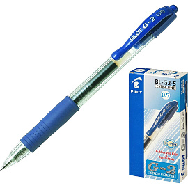 Ручка гелевая автоматическая Pilot BL-G2-5 синяя (толщина линии 0.3 мм)