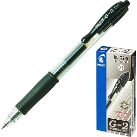 Ручка гелевая автоматическая Pilot BL-G2-5 черная (толщина линии 0.3 мм)