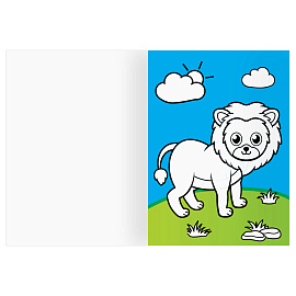 Раскраска с цв. фоном А4, 16 стр., ТРИ СОВЫ "Дикие животные