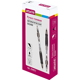 Ручка гелевая автоматическая Attache Wizard черная (толщина линии 0.5 мм)
