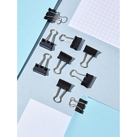 Зажимы для бумаг Комус 15 мм черные (12 штук в упаковке)