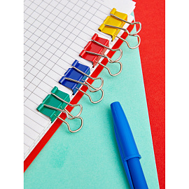 Зажимы для бумаг Комус 19 мм цветные (12 штук в упаковке)