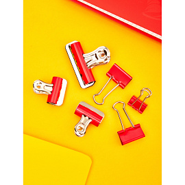 Зажимы для бумаг Комус 19 мм цветные (12 штук в упаковке)