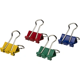 Зажимы для бумаг Комус 25 мм цветные (12 штук в упаковке)