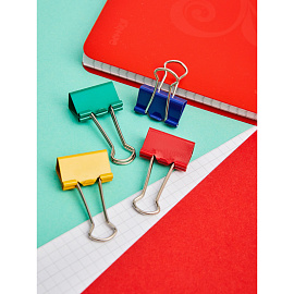 Зажимы для бумаг Комус 25 мм цветные (12 штук в упаковке)