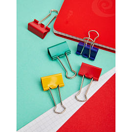 Зажимы для бумаг Комус 25 мм цветные (12 штук в упаковке)