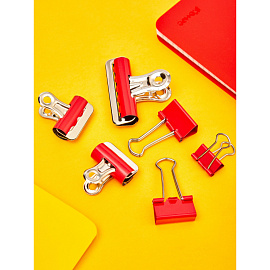 Зажимы для бумаг Комус 25 мм цветные (12 штук в упаковке)