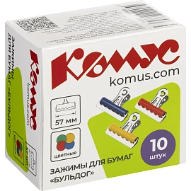 Зажимы для бумаг Комус бульдог 57 мм цветные (10 штук в упаковке) фото Зажимы для бумаг Комус бульдог 57 мм цветные (10 штук в упаковке)