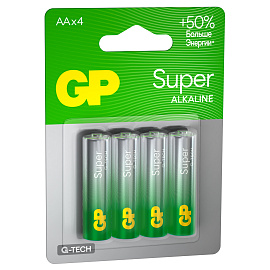Батарейка GP Super G-Tech AA (LR6) 15A алкалиновая, BC4 фото Батарейка GP Super G-Tech AA (LR6) 15A алкалиновая, BC4