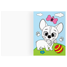 Раскраска с цв. фоном А4, 16 стр., ТРИ СОВЫ "Животные в стиле kawaii