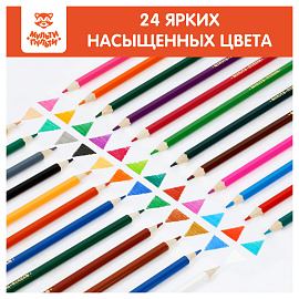 Карандаши цветные Мульти-Пульти "Невероятные приключения", 24цв., заточен., картон, европодвес