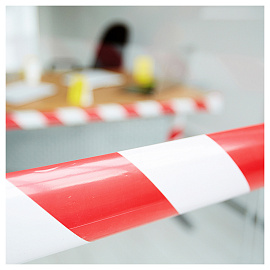 Лента сигнальная Aviora, 50мм*200м, красно-белая, ИУ фото Лента сигнальная Aviora, 50мм*200м, красно-белая, ИУ