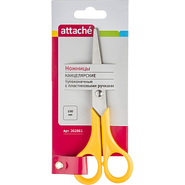 Ножницы 150 мм Attache с пластиковыми симметричными ручками желтого цвета