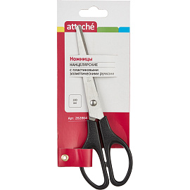 Ножницы 180 мм Attache с пластиковыми симметричными ручками черного цвета фото Ножницы 180 мм Attache с пластиковыми симметричными ручками черного цвета