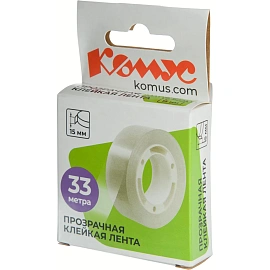 Клейкая лента канцелярская Комус прозрачная 15 мм x 33 м