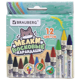 Восковые мелки BRAUBERG "МИЛЫЕ КОТЫ", НАБОР 12 цветов, 273229