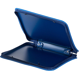 Папка-портфель пластиковая А4 синяя (35х27 см, 1 отделение)