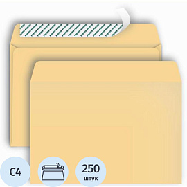 Конверт Postfix Bong C4 90 г/кв.м коричневый стрип с внутренней запечаткой (250 штук в упаковке)