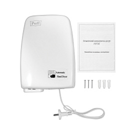 Сушилка для рук электрическая Puff-120 сенсорная белая фото Сушилка для рук электрическая Puff-120 сенсорная белая