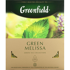 Чай зеленый Greenfield Green Melissa 100 пакетиков фото Чай зеленый Greenfield Green Melissa 100 пакетиков