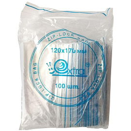 Пакет с замком zip-lock ПВД 12x17 см 32 мкм (100 штук в упаковке)