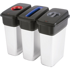 Урна для раздельного сбора мусора Vileda Professional Гео 55 л металлизированный пластик черная (29x49x61 см, арт. производителя 137728)