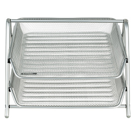 Лоток для бумаг горизонтальный СТАММ, 2 секции, металл, серебристый