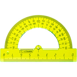 Транспортир Стамм Neon Cristal 180 градусов 8 см пластиковый