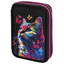 Пенал BRAUBERG, 2 отделения, полиэстер, 21х14 см, "Butterfly catcher", 272330