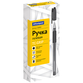 Ручка гелевая OfficeSpace "TC-Grip" черная, 0,5мм, грип фото Ручка гелевая OfficeSpace "TC-Grip" черная, 0,5мм, грип
