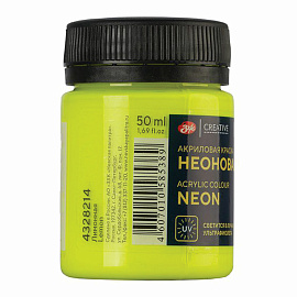 Краска акриловая флуоресцентная "Декола", банка 50 мл, лимонная, Невская Палитра, 4328214