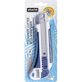 Нож канцелярский Attache Selection с антискользящими вставками и точилкой для карандаша (ширина лезвия 18 мм)