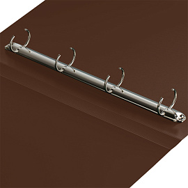 Папка на 4 кольцах СТАММ "Диагональ" А4, 40мм, 700мкм, пластик, шоколад