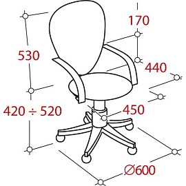 Кресло офисное Энтер черное (сетка/ткань, пластик)