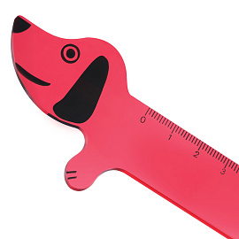 Линейка 15см Мульти-Пульти "Такса", пластиковая, прозрачная, красная, европодвес