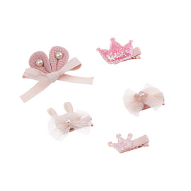 Заколки для волос MESHU, с топпером, розовые, 5шт., 4см, европодвес фото Заколки для волос MESHU, с топпером, розовые, 5шт., 4см, европодвес